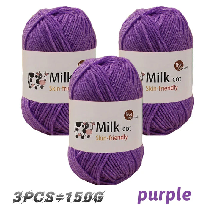 150g Medium-Coarse Milk Cotton Yarn – Soft Crochet & Knitting Yarn for Sweaters, Hats, Scarves & DIY Crafts