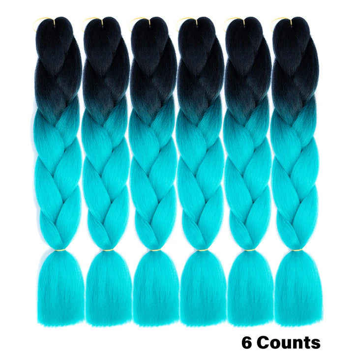 Rainbow Pre-Stretched Braiding Hair – Jumbo Box Braids High-Temperature Synthetic Extensions (6 Packs)