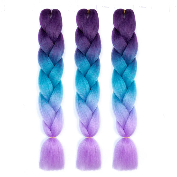 3 Packs 24 Inch Rainbow Braiding Hair Extensions – Ombre Synthetic Jumbo Braid Hair for Crochet Braids (Rose Red)