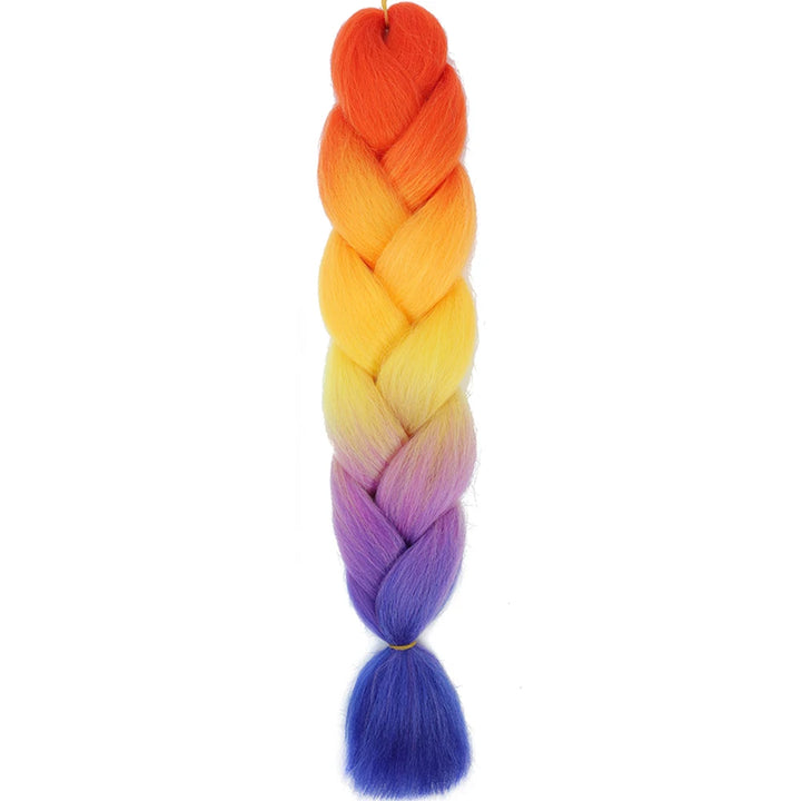 24 Inch Jumbo Box Braids Extensions – Synthetic Braiding Hair for Children (Pink, Purple, Yellow, Gray)