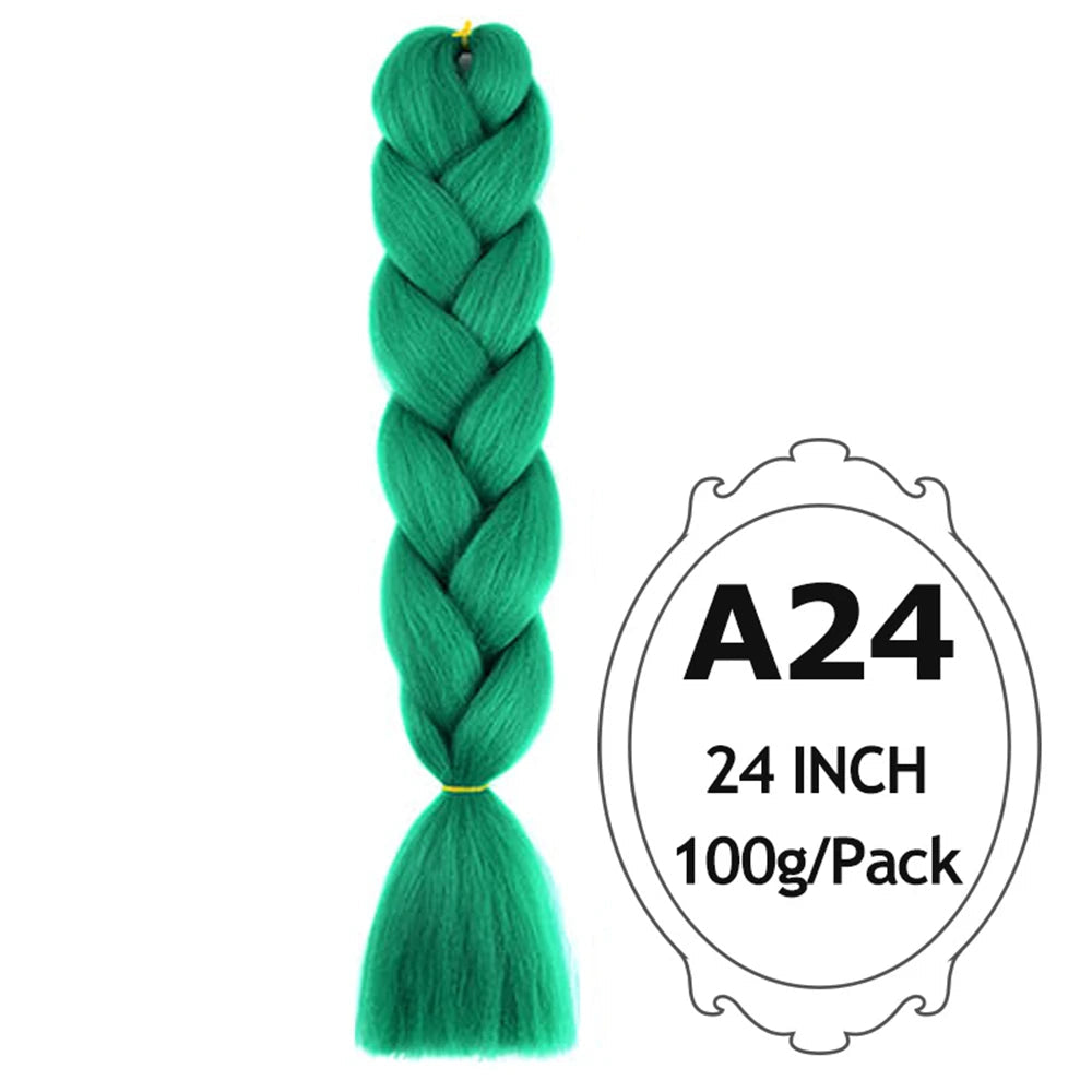 24" Pink Jumbo Braiding Hair – Yaki Texture Synthetic Bulk Extensions (Purple/Red/Green Options)