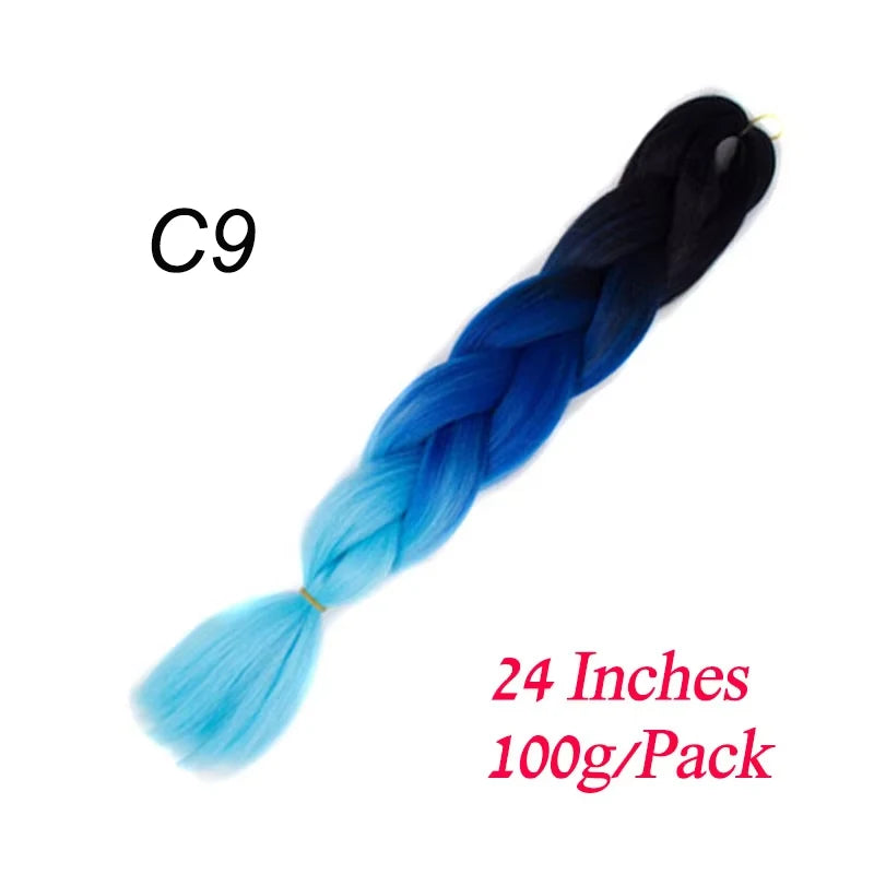 24 Inch Synthetic Ombre Jumbo Braiding Hair – DIY Braid Extensions for Women (Purple/Pink/Yellow/Red)