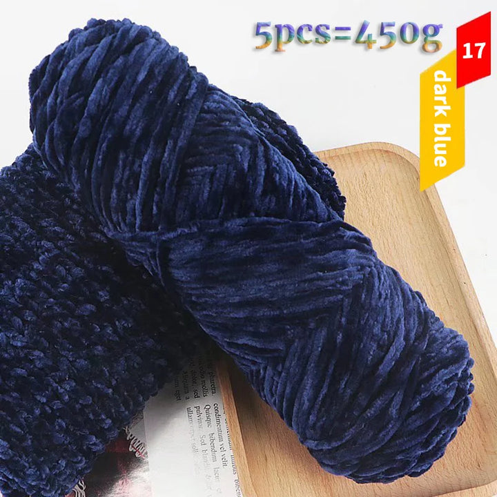 450g Chenille Warm Velvet Ice Yarn – Soft Thick Knitting Yarn for Sweaters, Scarves & Blankets (5 Pcs/Pack)
