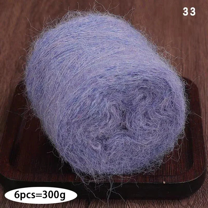 300g Long Wool & Mohair Yarn – Soft Fluffy Knitting Yarn for Sweaters, Shawls & Fashion Wear (6 Pieces/Bag)