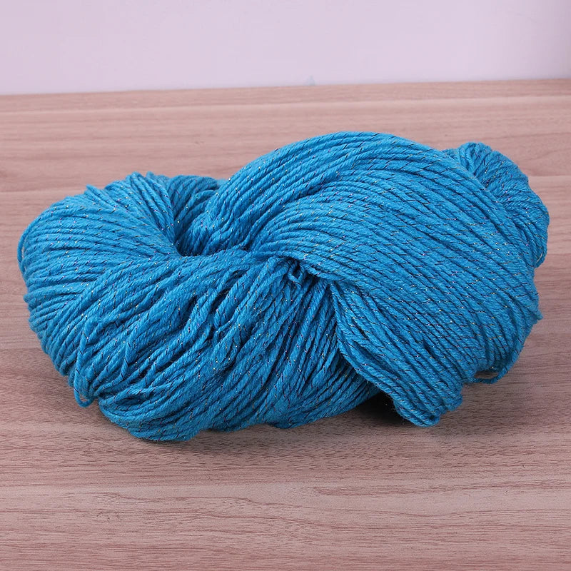 190g Colorful Gold Silk Acrylic Yarn – Medium Thick Shiny DIY Weaving Yarn