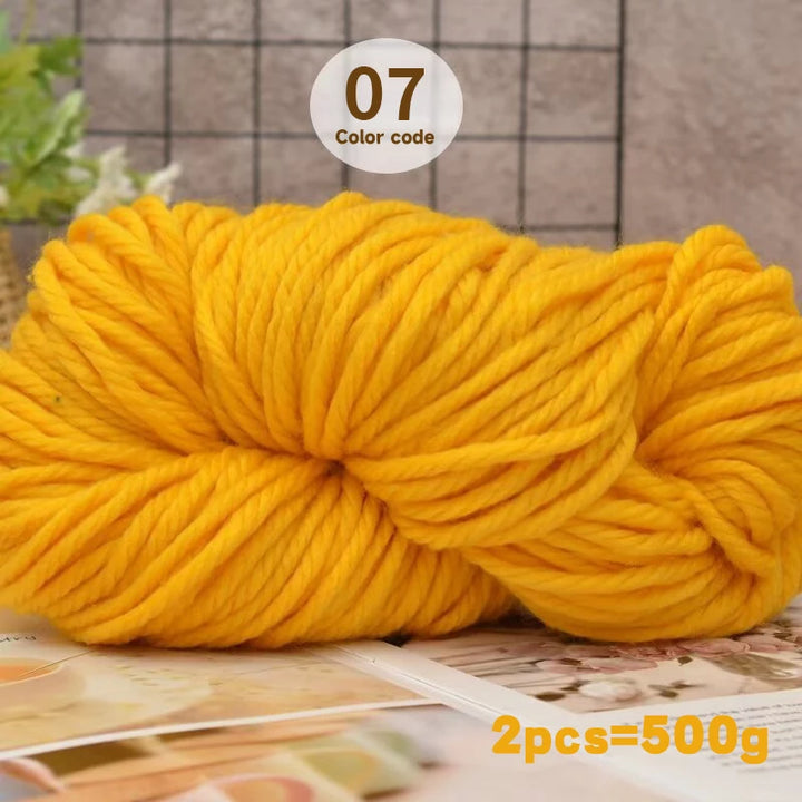 500g Extra Thick Polyester Yarn (2 Skeins) – Chunky Knitting Yarn for Sweaters, Hats, Cushions & DIY Crafts