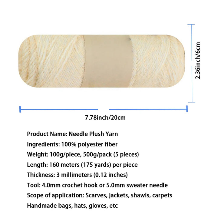 500g Soft Fluffy Bulky Yarn (5 Pack) – Hand-Knitting Yarn for Sweaters, Scarves, Coats & DIY Crafts