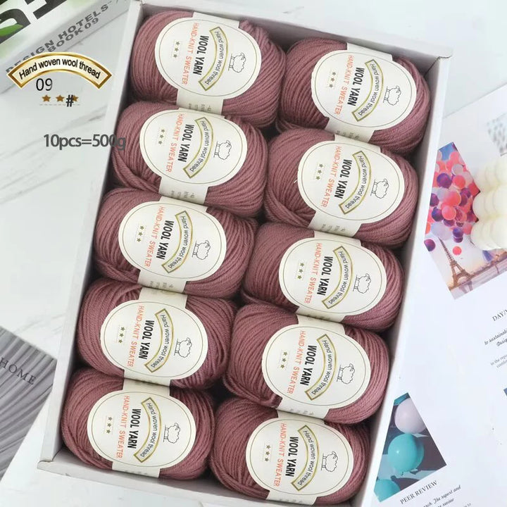 500g 2112 Medium-Fine Wool Yarn – Soft DIY Knitting Yarn for Sweaters, Jackets, Scarves, Hats & Handmade Crafts (10pcs Bag)