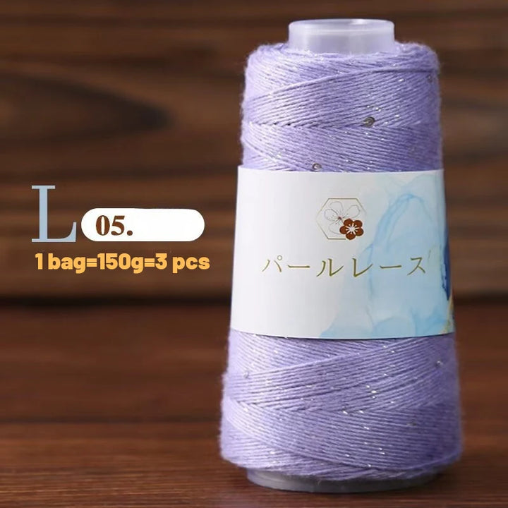 150g Bamboo Fiber & Linen Yarn with Sequins (3 Pieces) – Medium-Fine Yarn for Sweaters, Hats, Gloves & DIY Crafts
