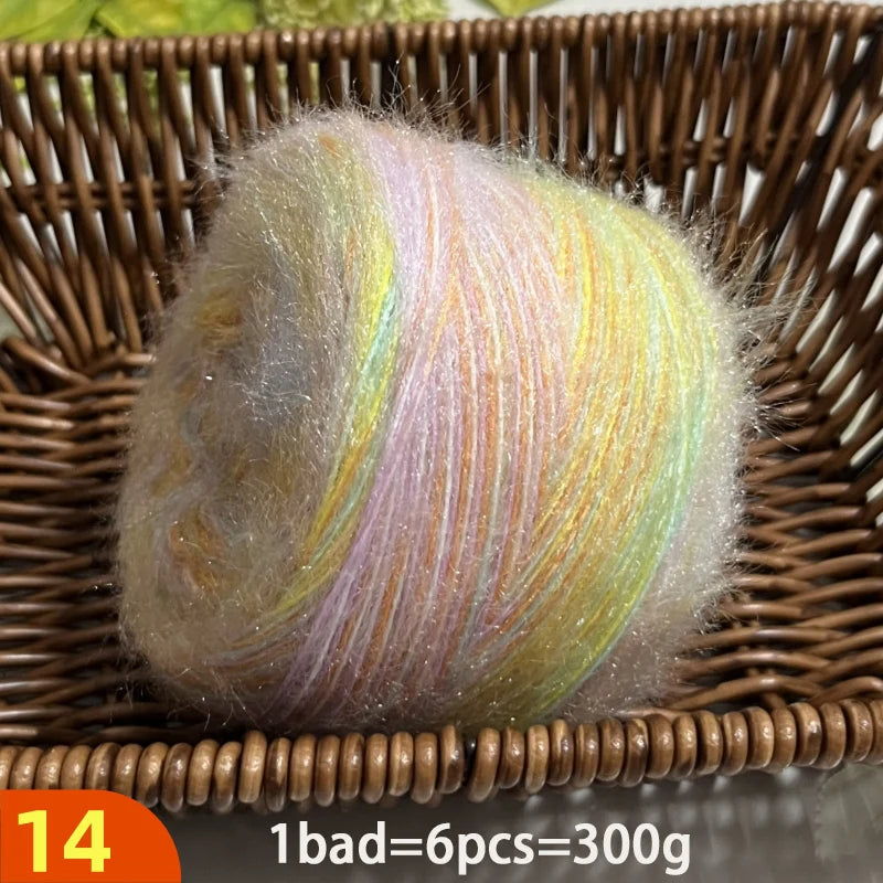300g Soft Long-Haired Yarn Set – 6-Piece Fluffy Yarn for Knitting & DIY Projects