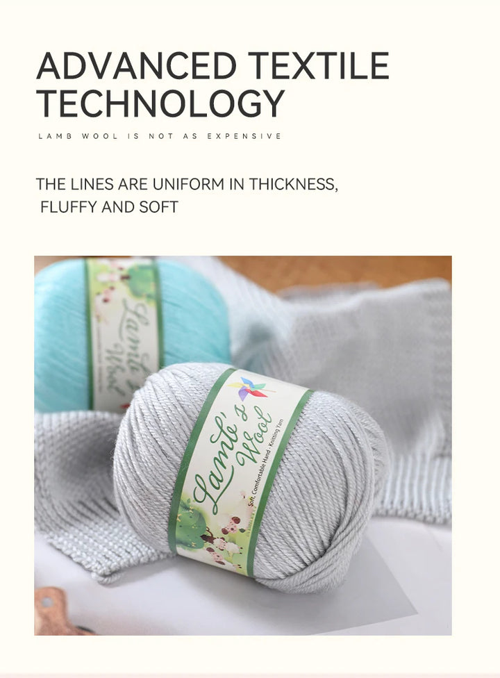 Very Soft Lamb Wool Yarn – Medium-Thick High-Quality Wool for Knitting Sweaters, Scarves & Accessories
