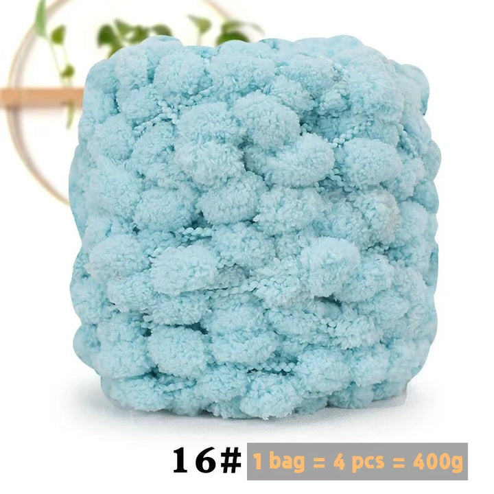 Super Soft Bean Yarn – Plush Polyester Chunky Yarn for Blankets, Cushions, Hats & DIY Crafts (400g, 4pcs Pack)