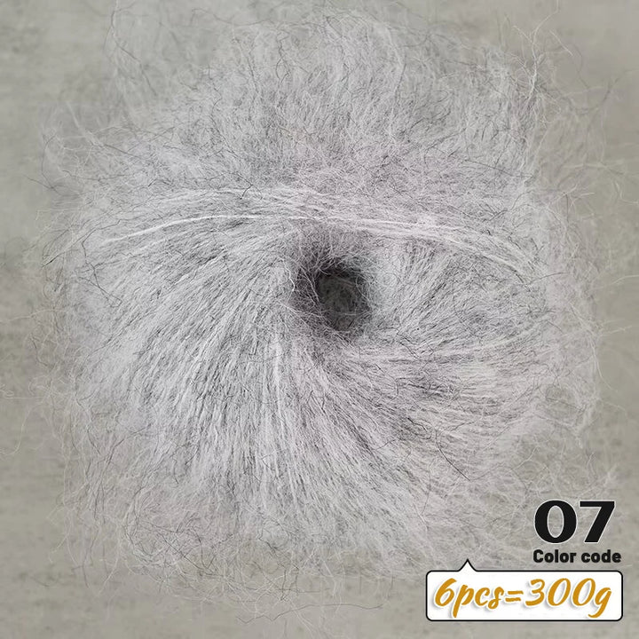 300g Long-Hair Alpaca Mohair Yarn Set (6 Pieces) – Soft Fluffy Knitting Yarn for Sweaters, Shawls & Winter Clothing