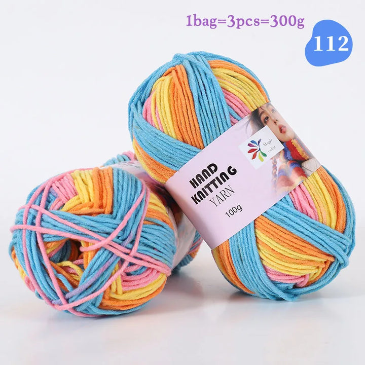 High-Quality 7-Strand Gradient Yarn – Medium-Thick Multi-Colored Yarn for Sweaters, Hats, Scarves & DIY Crafts