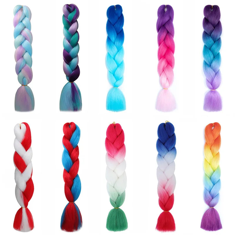 Synthetic 24-Inch Jumbo Braids Hair Extension – Afro Ombre Yaki Straight Crochet Hair