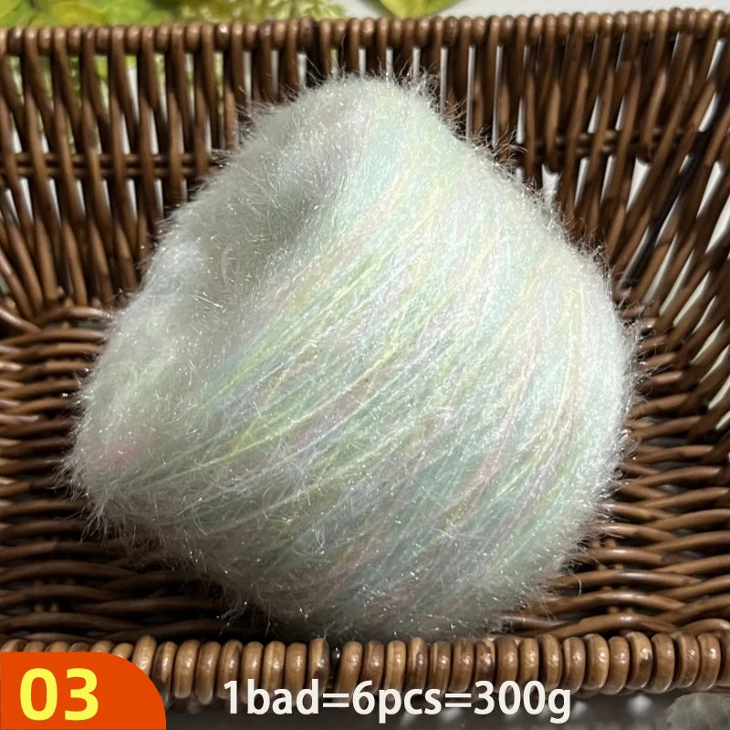300g Soft Long-Haired Yarn Set – 6-Piece Fluffy Yarn for Knitting & DIY Projects