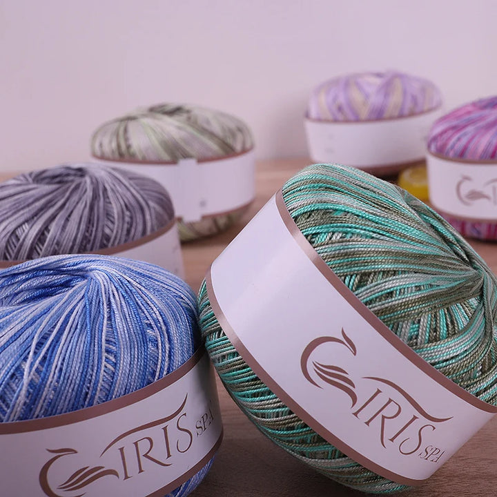 300g No.6 Mercerized Cotton Lace Yarn (6 Pieces) – Gradient Dyed Crochet Yarn for Shawls, Summer Sweaters & Knitwear