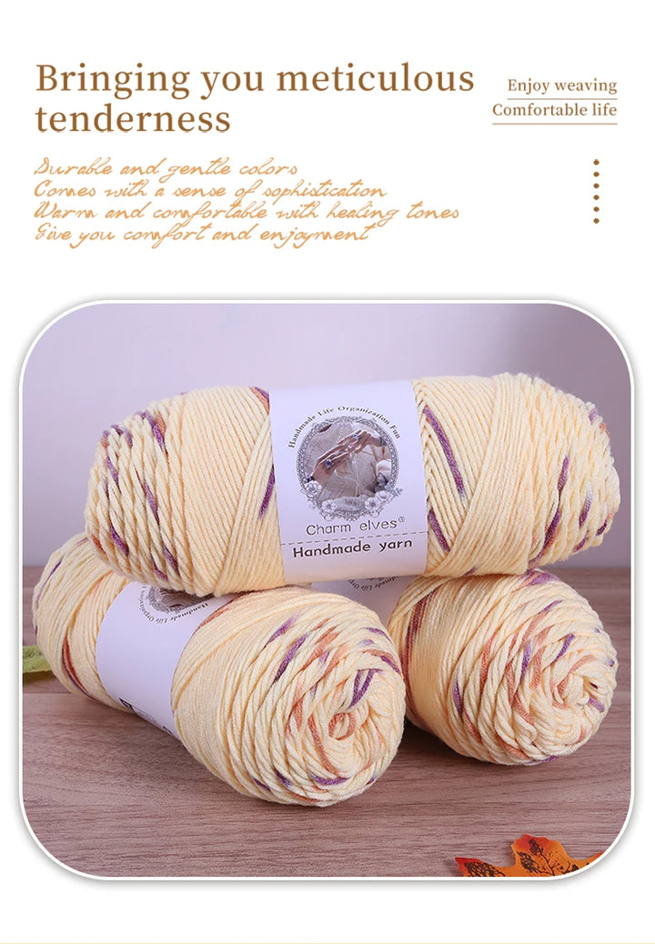 360g Rainbow Gradient Section-Dyed Yarn – Medium-Thick Hand Knitting Yarn for Sweaters, Hats & Scarves (3pcs Pack)