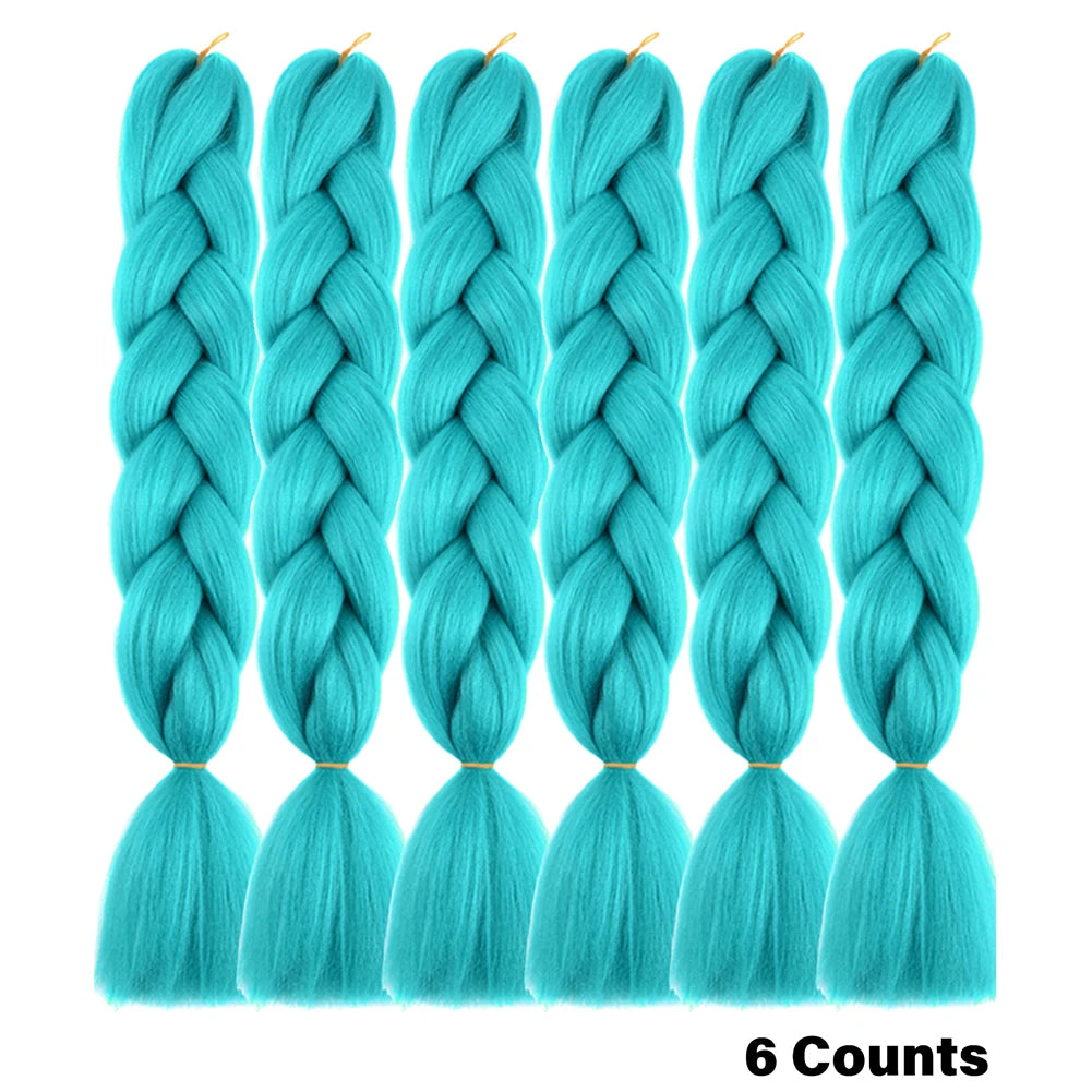 Ombre Crochet Braiding Hair – 6 Packs Synthetic Colorful Extensions for Women & Girls | High-Temperature Fiber
