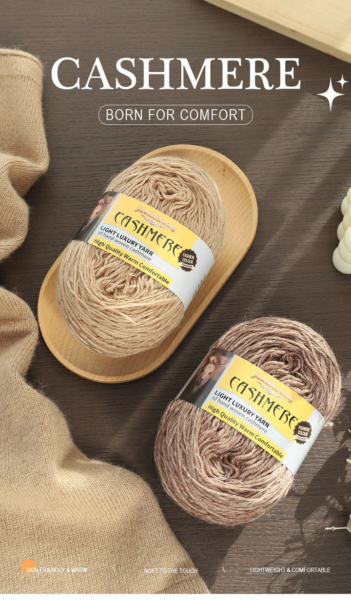 Premium Cashmere Blend Knitting Yarn Set – Medium-Fine Soft Wool Yarn for Sweaters, Scarves, Hats & Shawls (6 Main + 6 Elastic Threads)
