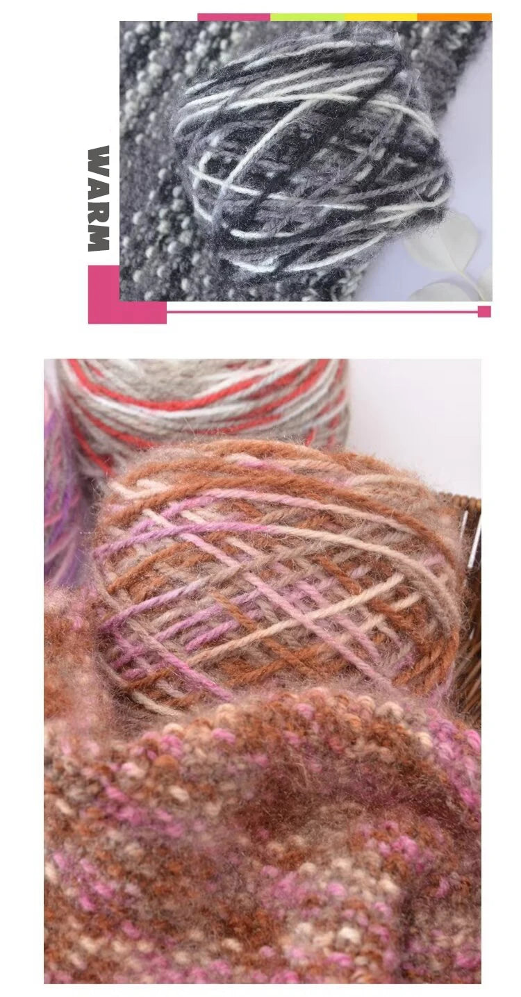 290g Colorful Gradient Imitation Squirrel Yarn – Thick Section-Dyed Yarn for Knitting & Crochet (2 Pcs/Pack)