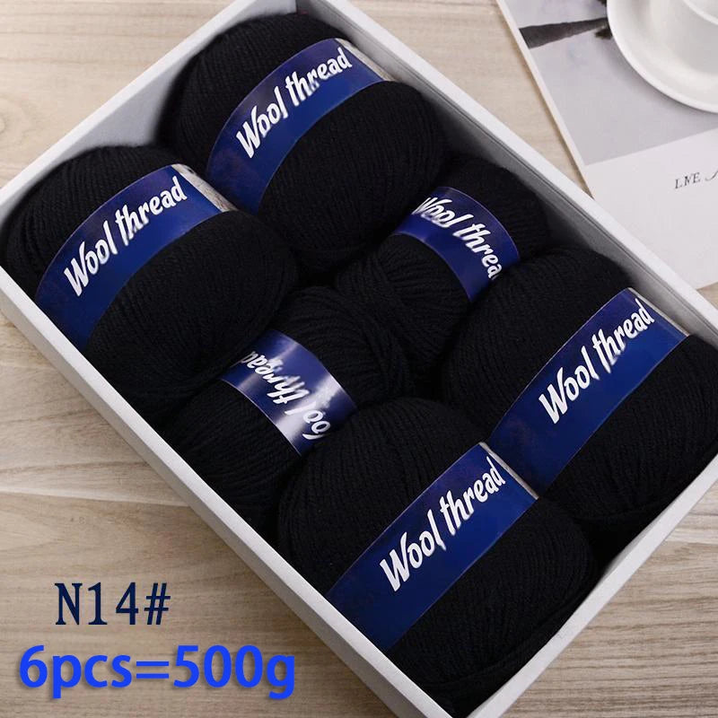 500g Fine Wool & Sheep Cashmere Yarn – Soft Warm Knitting Yarn (6 Pieces/Pack)