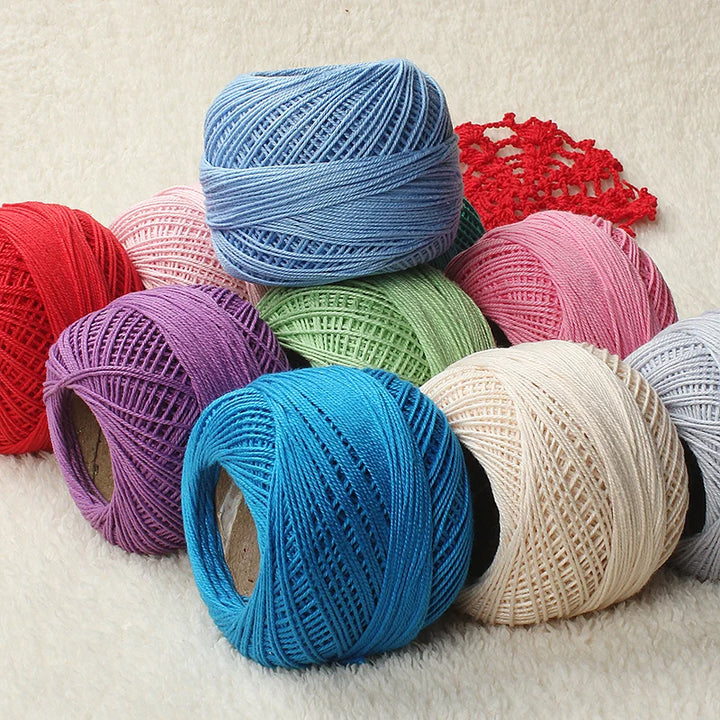 No. 3 Pearl Lace Cotton Thread (4 Pack / 200g) – Fine Hand-Knitting & Crochet Yarn for Shawls, Hats & Summer Outwear