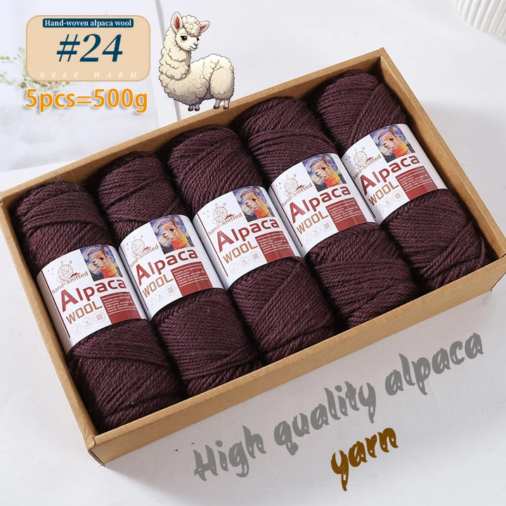 500g Alpaca Wool 245 Stick Stitch Yarn (5 Pieces) – Thick Knitting Yarn for Sweaters, Coats, Blankets & DIY Crafts