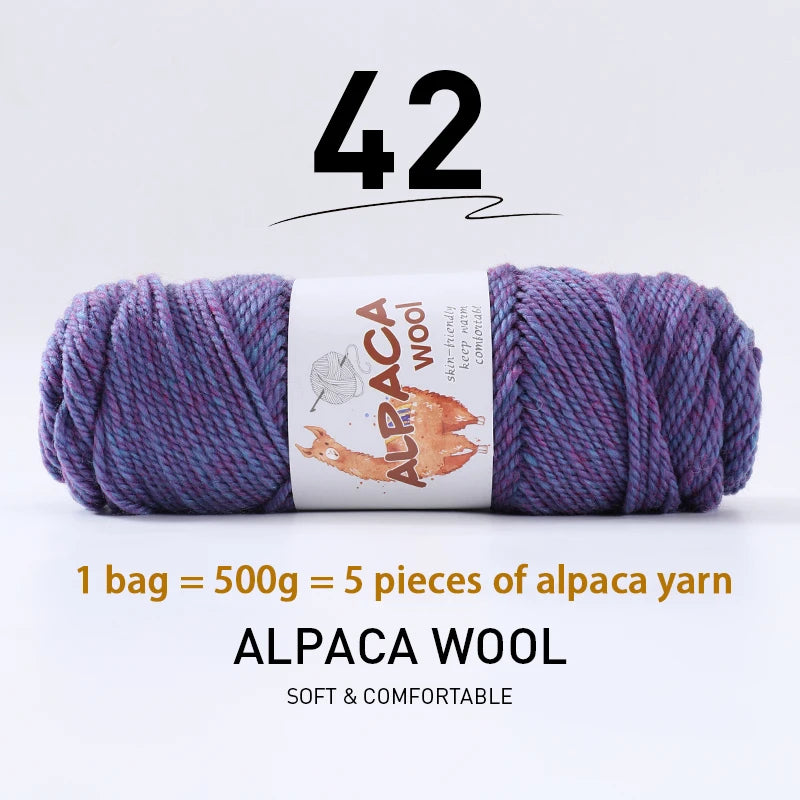 500g Thick Alpaca Wool Yarn Set (5 Skeins) – Soft Warm Knitting Yarn for Sweaters, Scarves, Hats & Winter Crafts
