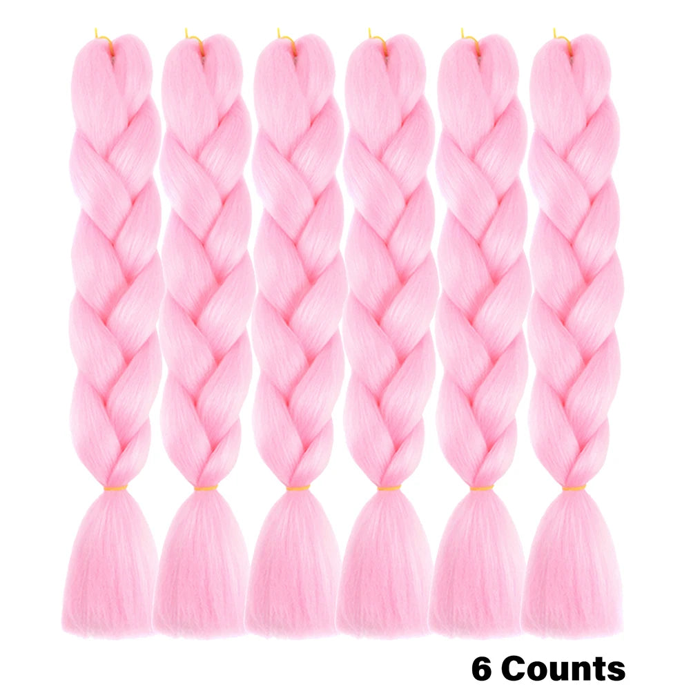 Rainbow Pre-Stretched Braiding Hair – Jumbo Box Braids High-Temperature Synthetic Extensions (6 Packs)