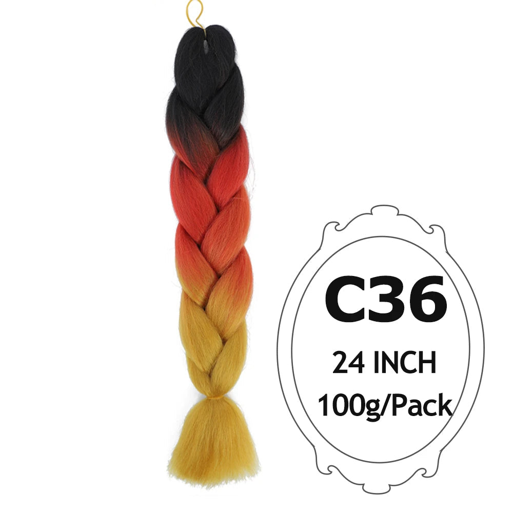 Ombre Braiding Hair 24 Inch – Colorful Jumbo Synthetic Braiding Hair Extensions for Women (Purple, Pink, White, Red, Blue)
