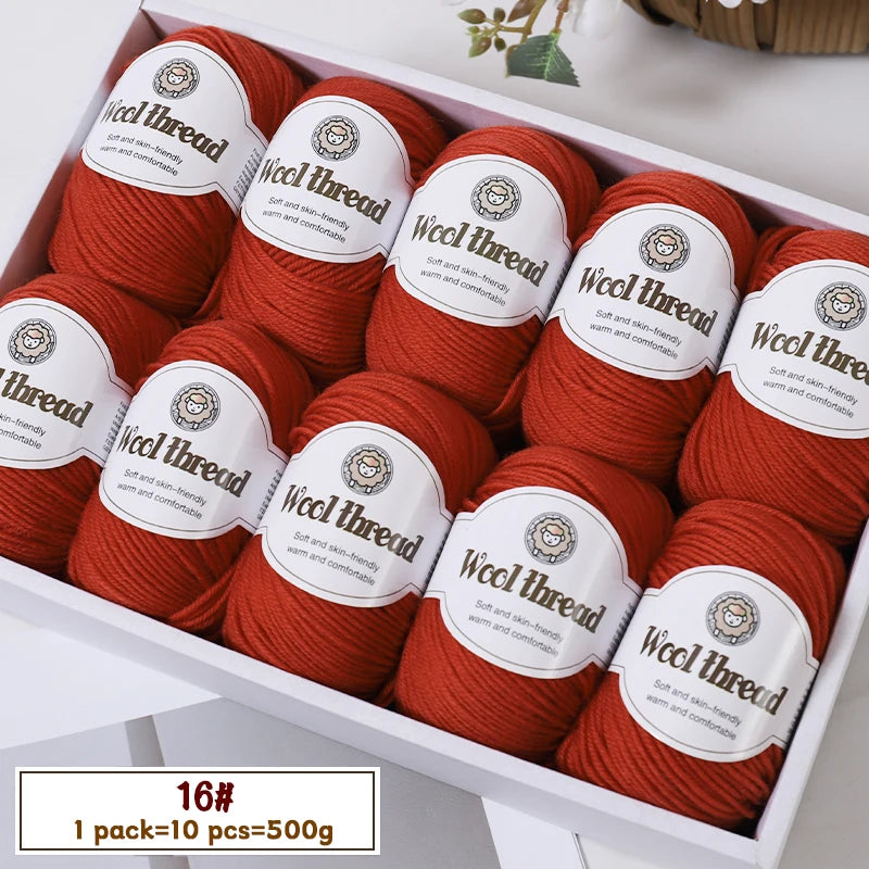500g Fine Wool Knitting Yarn – Soft Handmade Yarn for Sweaters, Scarves, Hats & DIY Crafts (10 Skeins)