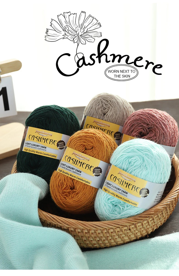 Premium Cashmere Blend Knitting Yarn Set – Medium-Fine Soft Wool Yarn for Sweaters, Scarves, Hats & Shawls (6 Main + 6 Elastic Threads)