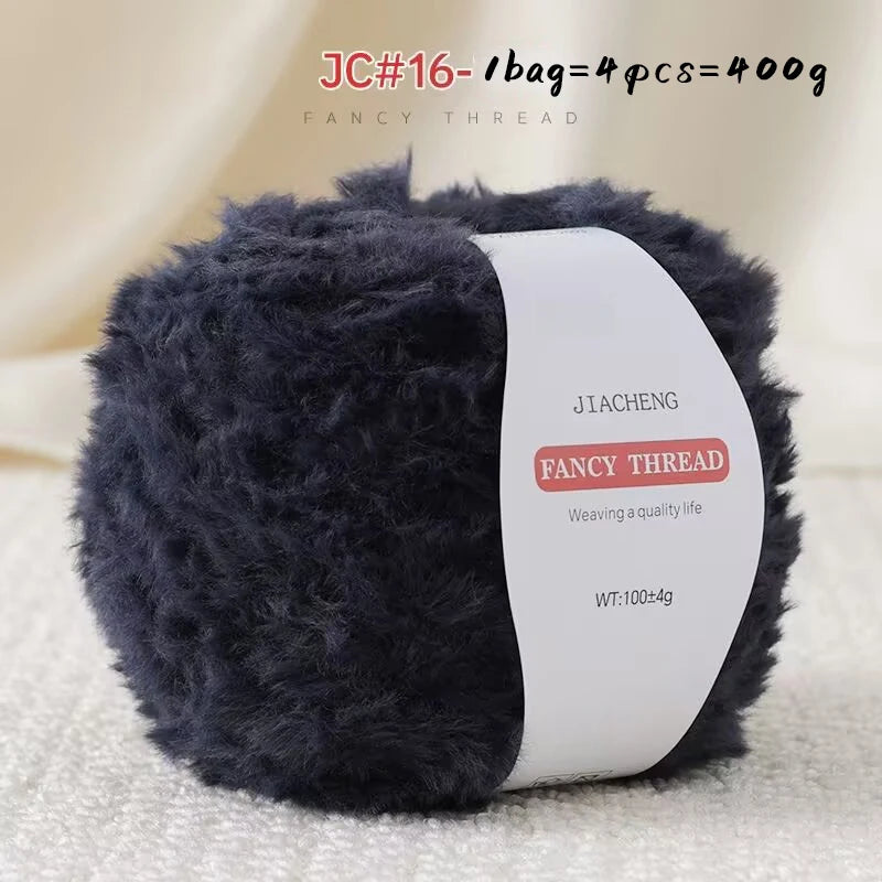 Imitation Fur Long-Haired Yarn – 400g Soft Beginner Knitting Yarn (4 Skeins Set)