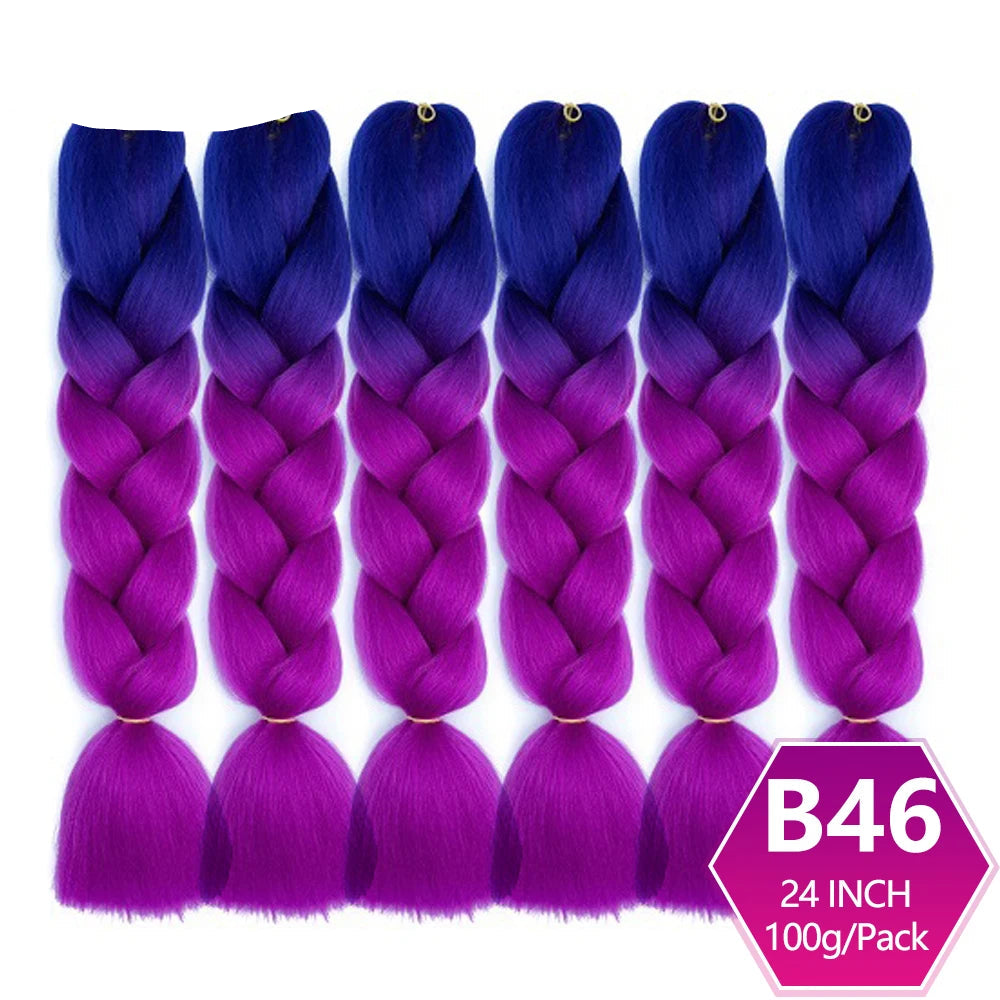 Purple and blue ombre braided hair extensions 