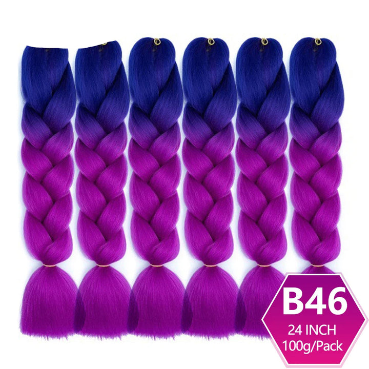 Purple and blue ombre braided hair extensions 