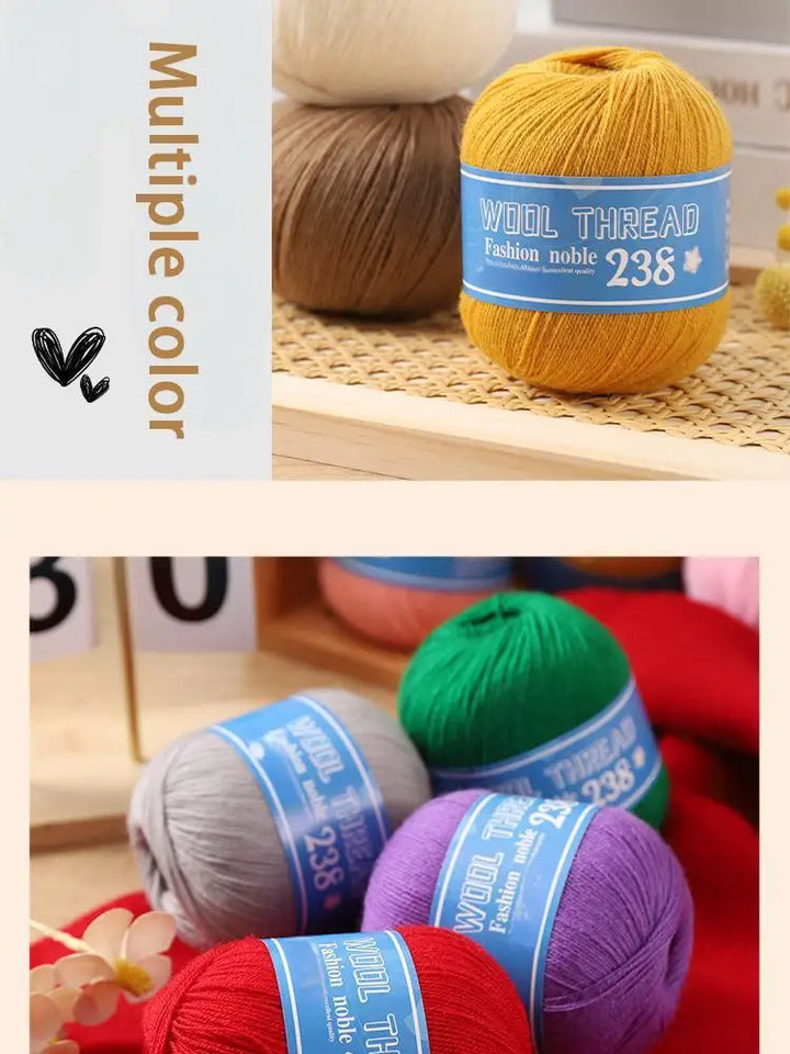 300g 238 Pure Wool Yarn (6 Pack) – High-Quality Knitting Yarn for Sweaters, Vests & Hats
