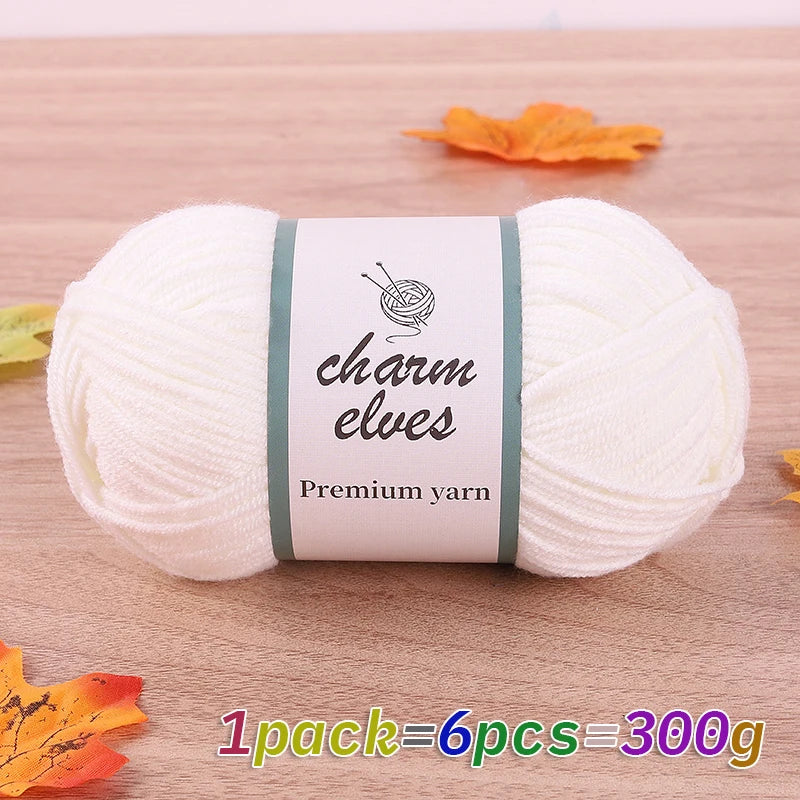 300g Multi-Color Acrylic Milk Yarn – Soft & Strong Knitting Yarn Balls (6 Pieces/Pack)