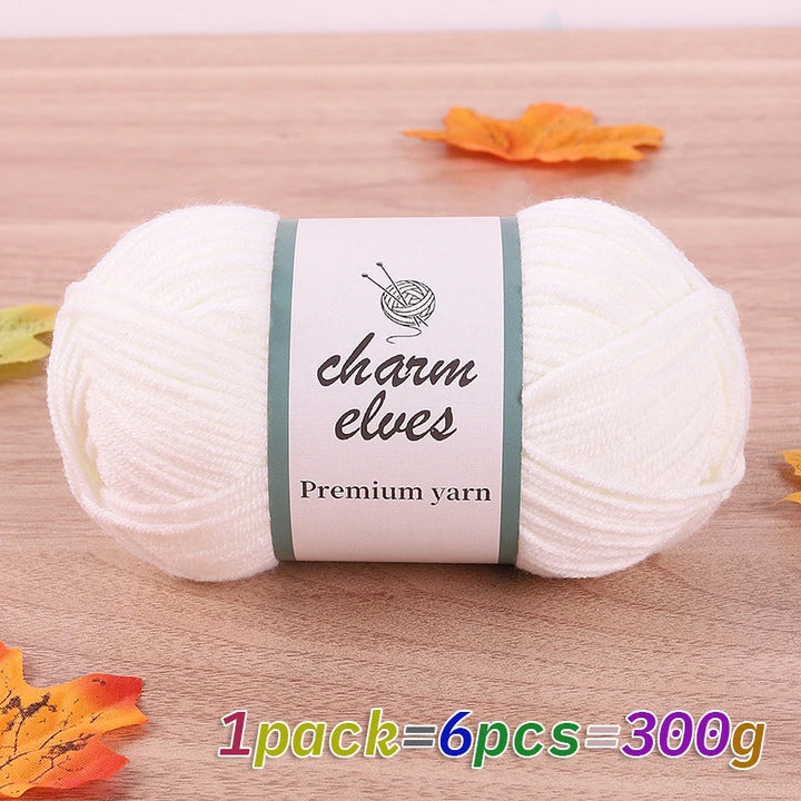 300g Multi-Color Acrylic Milk Yarn – Soft & Strong Knitting Yarn Balls (6 Pieces/Pack)