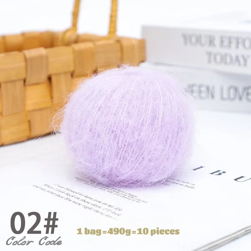 250g Long-Haired Mohair Yarn – Soft Fluffy Knitting Yarn for Sweaters, Scarves & Coats (10 Pieces/Bag)