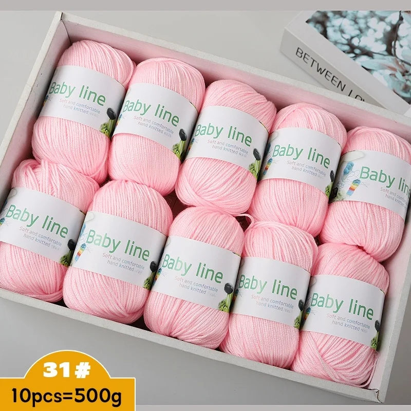 500g Soft Medium-Thick Knitting Yarn Set (10 Pieces) – Cozy Yarn for Sweaters, Hats, Scarves & Crochet Projects