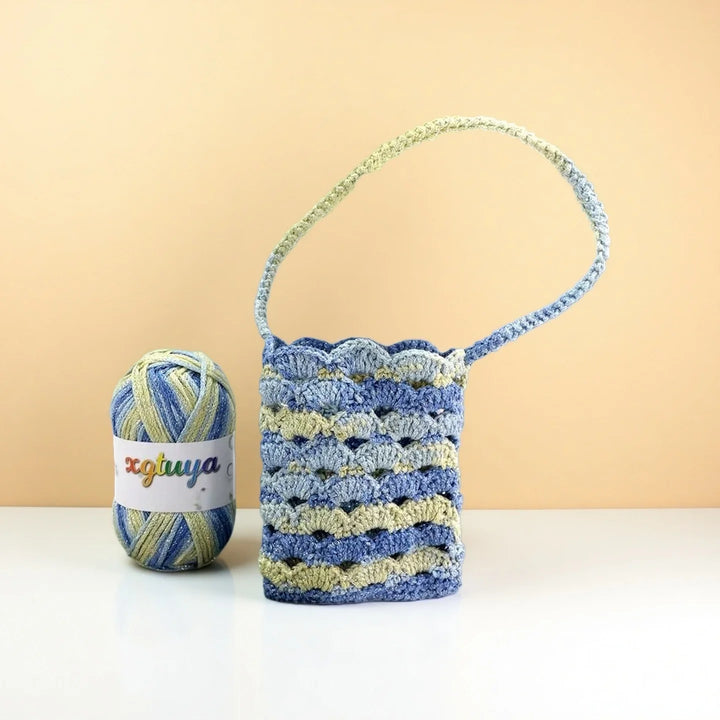 Shiny Gradient Hollow Yarn – Colorful Knitting Yarn for Handmade Accessories, Bags & DIY Crafts