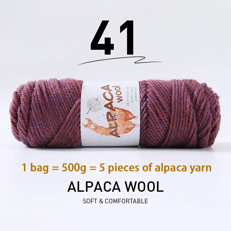 500g Thick Alpaca Wool Yarn Set (5 Skeins) – Soft Warm Knitting Yarn for Sweaters, Scarves, Hats & Winter Crafts
