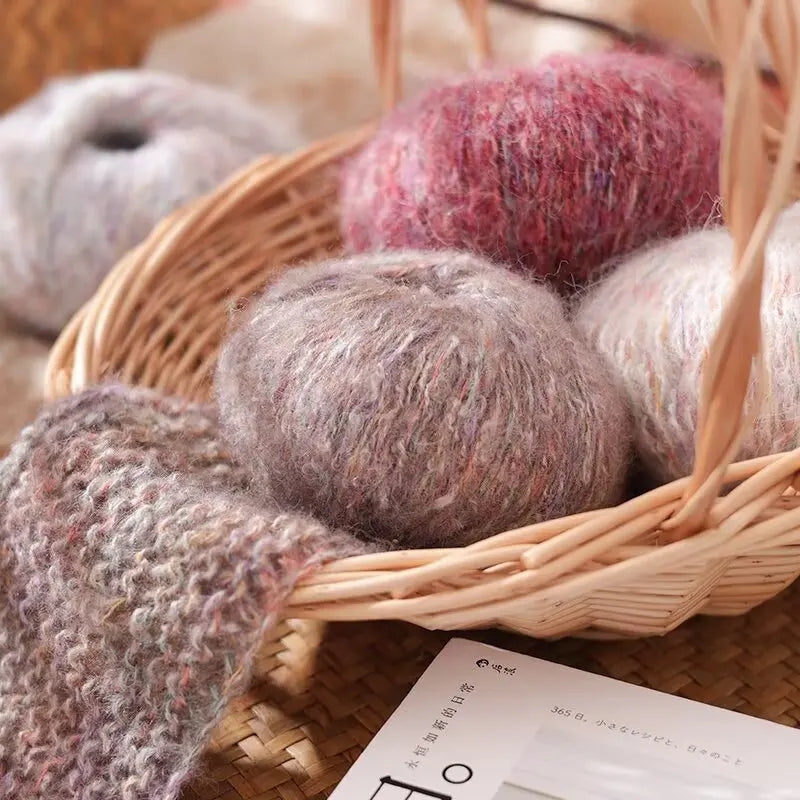 250g Colorful Mohair Alpaca Yarn Set (10 Pieces) – Soft Medium-Thick Yarn for Sweaters, Coats, Shawls & DIY Crafts