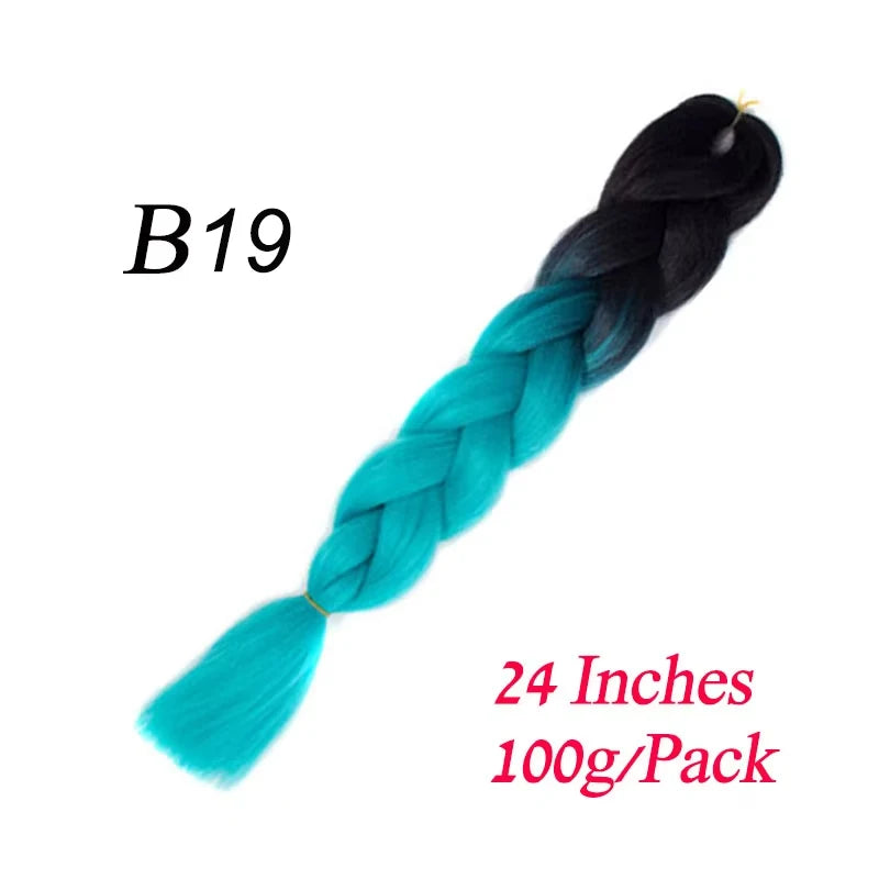 24 Inch Synthetic Ombre Jumbo Braiding Hair – DIY Braid Extensions for Women (Purple/Pink/Yellow/Red)