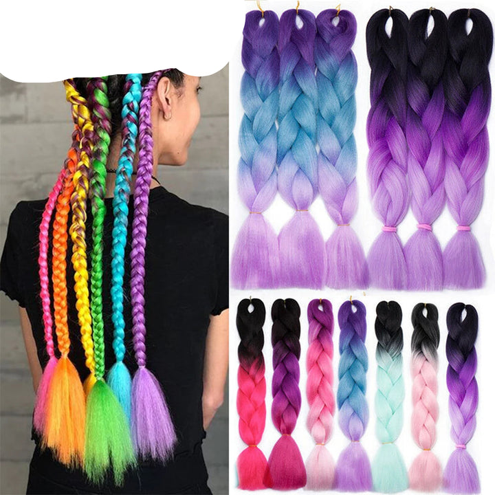 Synthetic Braiding Hair Extensions – Ombre Jumbo Braid Hair for Women, Wholesale DIY Hairstyle (Pink, Purple, Yellow)