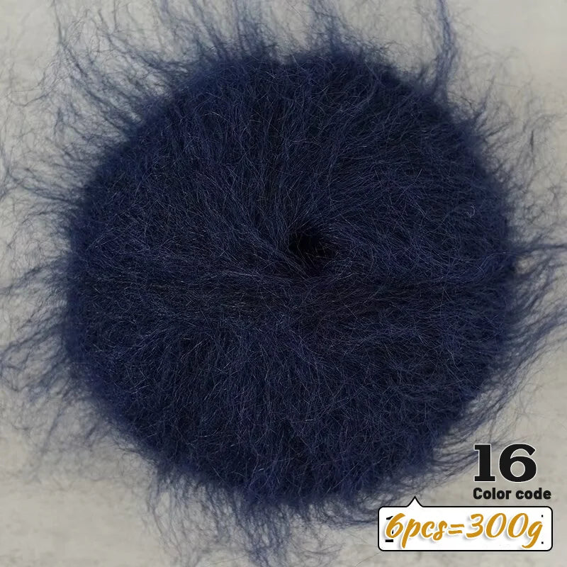 300g Long-Hair Alpaca Mohair Yarn Set (6 Pieces) – Soft Fluffy Knitting Yarn for Sweaters, Shawls & Winter Clothing