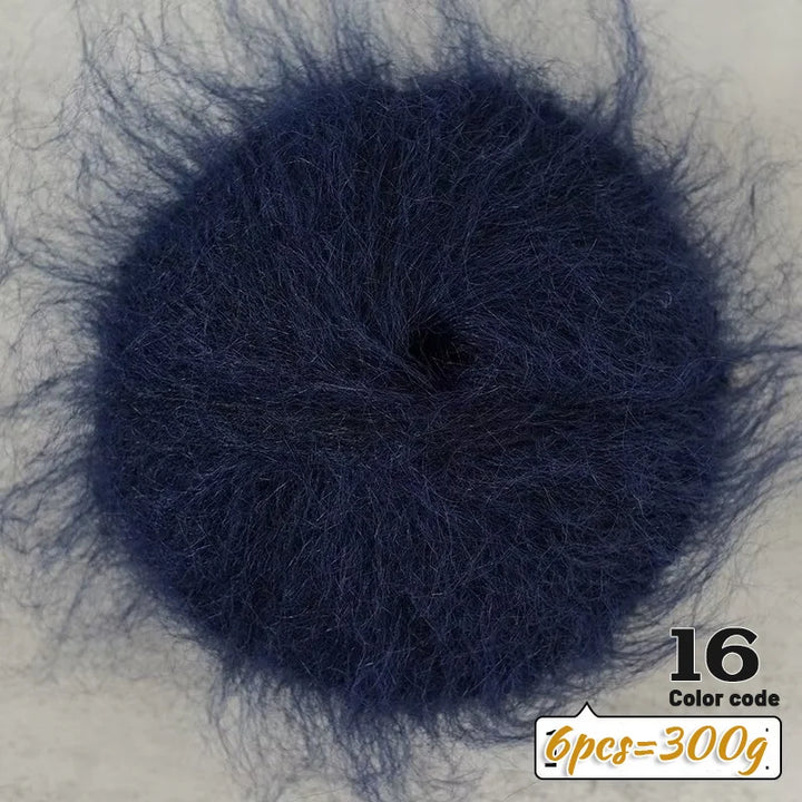300g Long-Hair Alpaca Mohair Yarn Set (6 Pieces) – Soft Fluffy Knitting Yarn for Sweaters, Shawls & Winter Clothing