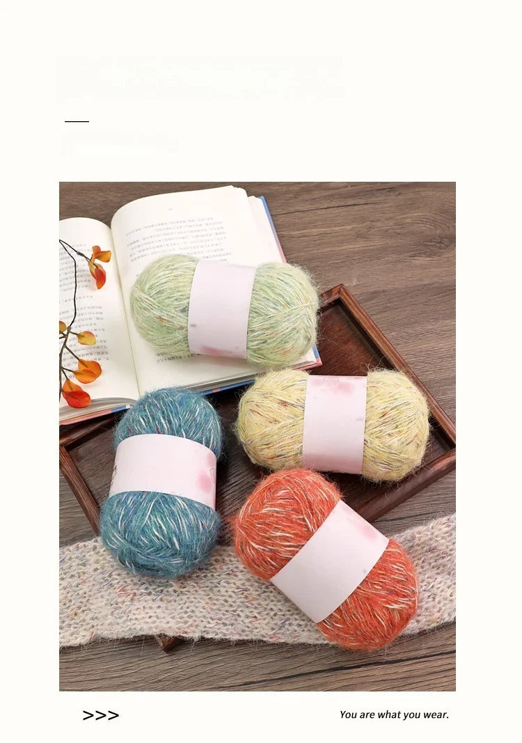 Mixed-Color Long-Haired Mohair Yarn – Fashionable Fluffy Knitting Yarn for Sweaters & Crafts