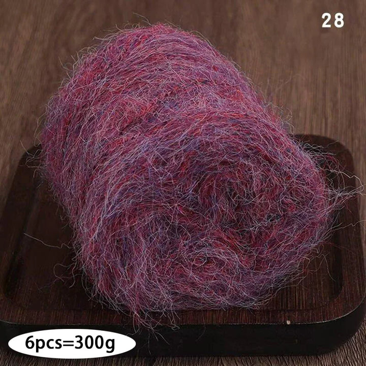 300g Long Wool & Mohair Yarn – Soft Fluffy Knitting Yarn for Sweaters, Shawls & Fashion Wear (6 Pieces/Bag)
